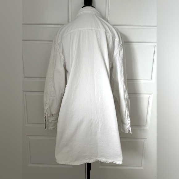 Avec les filles Anthropologie white Oxford button down shirt dress sz medium - Picture 2 of 9